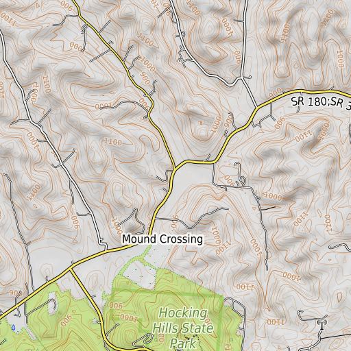 OpenTopoMap map of Jack Run, OH
