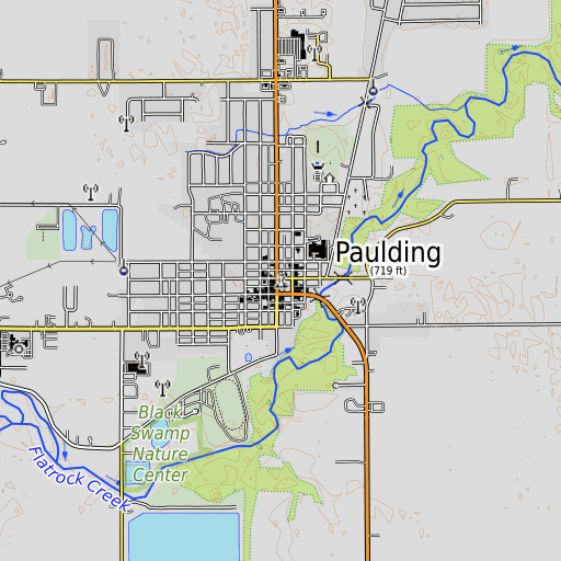 OpenTopoMap map of Paulding, OH