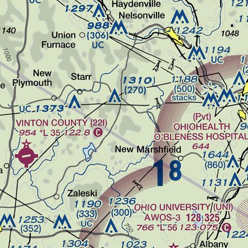 FAA VFR chart of Poplar Flats, OH