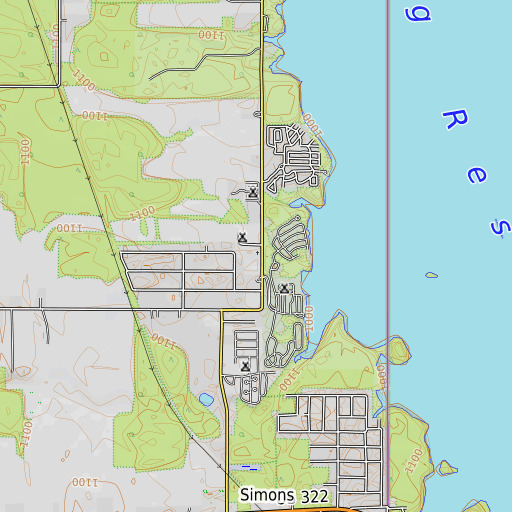 OpenTopoMap map of Simons Cemetery, OH