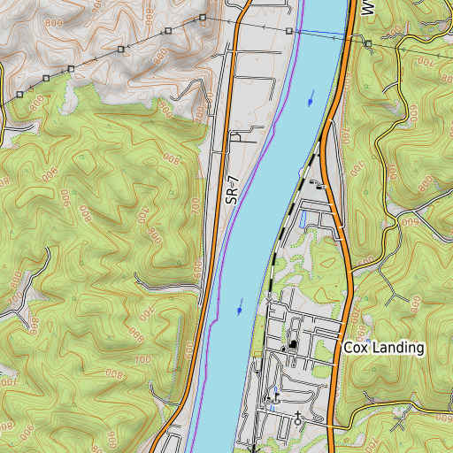 OpenTopoMap map of Michaels Run, OH