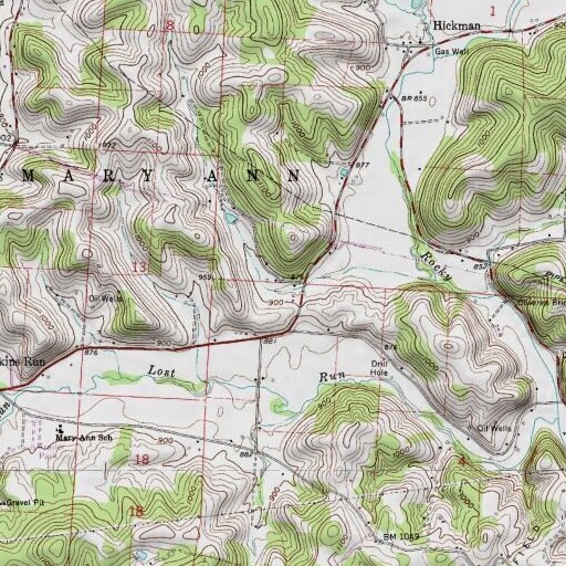 USGS 24K topo map of Wild Cherry School (historical), OH