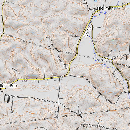OpenTopoMap map of Wild Cherry School (historical), OH
