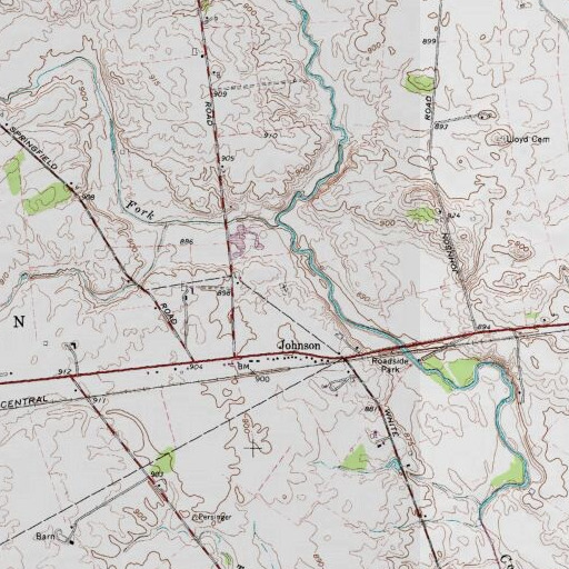 USGS 24K topo map of Johnson Cemetery, OH
