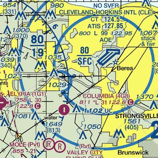 FAA VFR chart of Olmsted Falls High School, OH