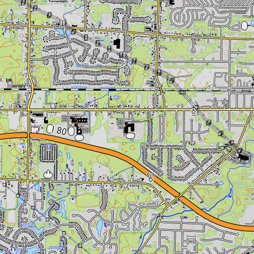 OpenTopoMap map of Olmsted Falls High School, OH