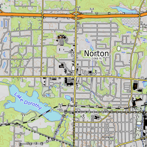 OpenTopoMap map of Norton Primary School, OH