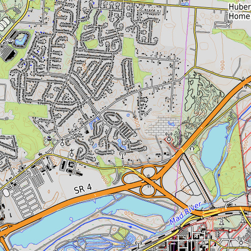 OpenTopoMap map of Wrightgate Industrial Park, OH