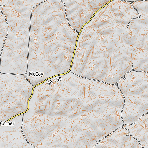 OpenTopoMap map of Dark Hollow, OH