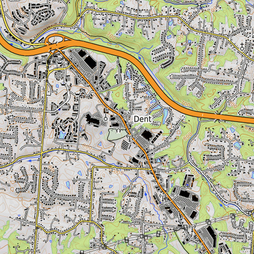 OpenTopoMap map of Dent, OH