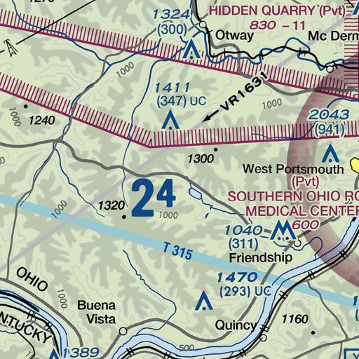 FAA VFR chart of Rock Lick, OH