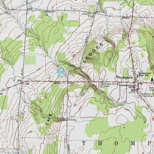 USGS 24K topo map of The Ledges, OH