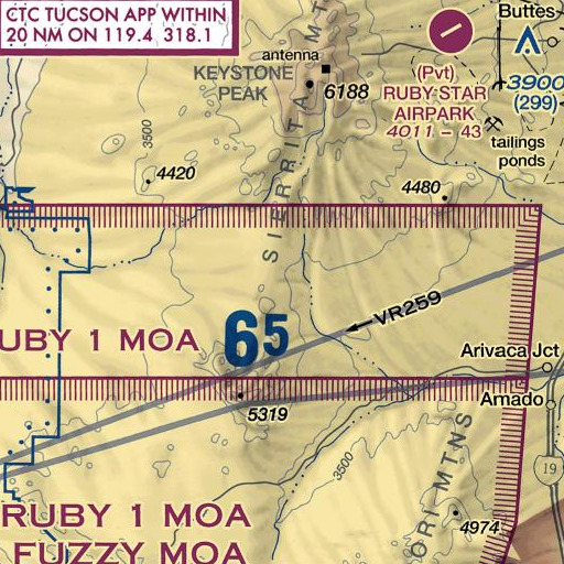 FAA VFR chart of Batamote Ranch, AZ