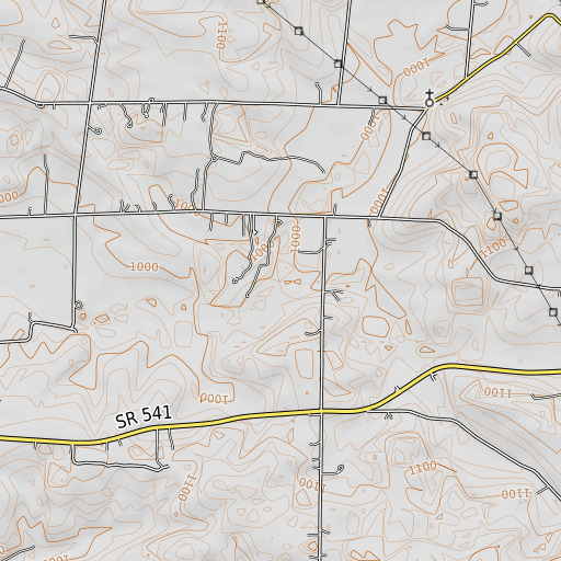 OpenTopoMap map of South Run, OH
