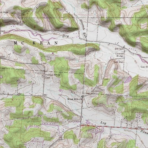 USGS 24K topo map of Welsh Hills, OH