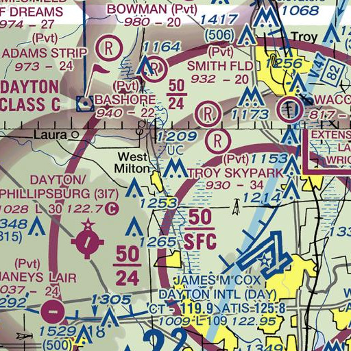 FAA VFR chart of Fouts School (historical), OH