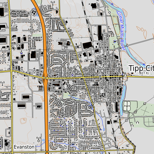 OpenTopoMap map of School Number 2 (historical), OH