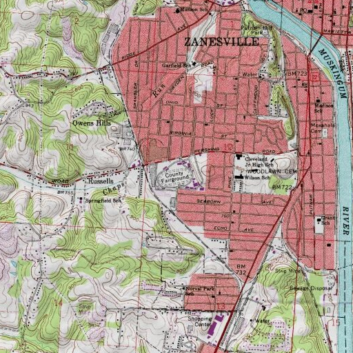 USGS 24K topo map of Camp Goddard (historical), OH