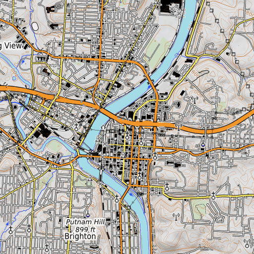 OpenTopoMap map of John McIntire Public Library, OH
