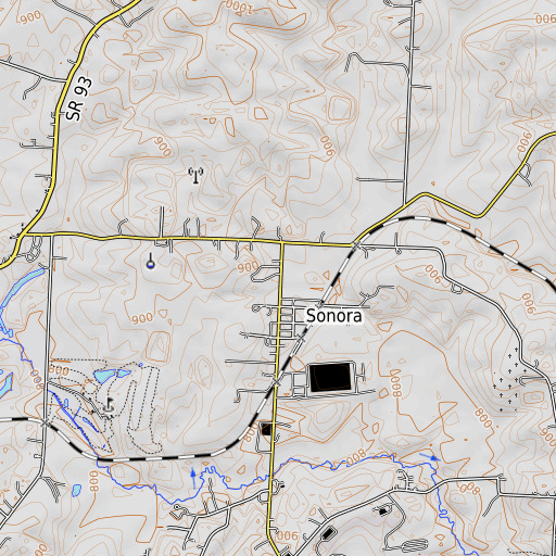OpenTopoMap map of Sonora School (historical), OH