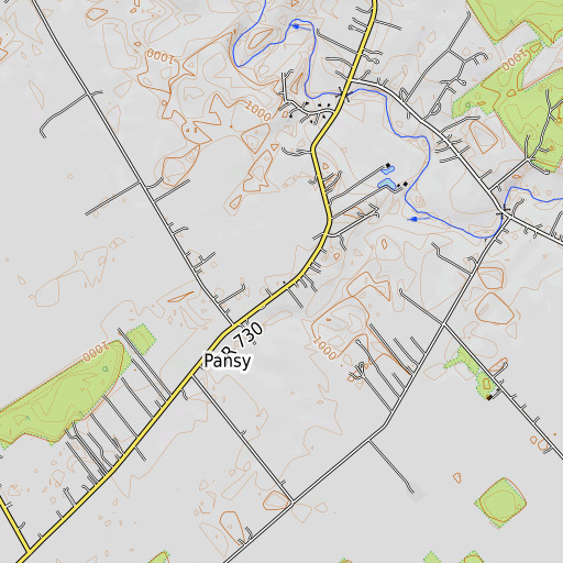 OpenTopoMap map of Pansy School (historical), OH
