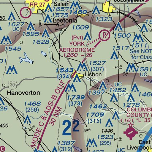 FAA VFR chart of Lisbon Historic District, OH