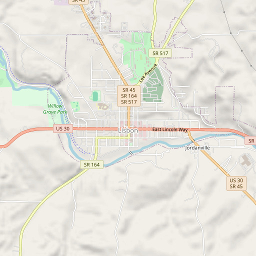 OpenStreetMap map of Lisbon Historic District, OH