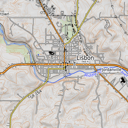 OpenTopoMap map of Lisbon Historic District, OH