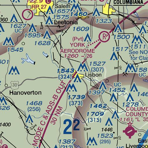 FAA VFR chart of Memorial Stadium, OH