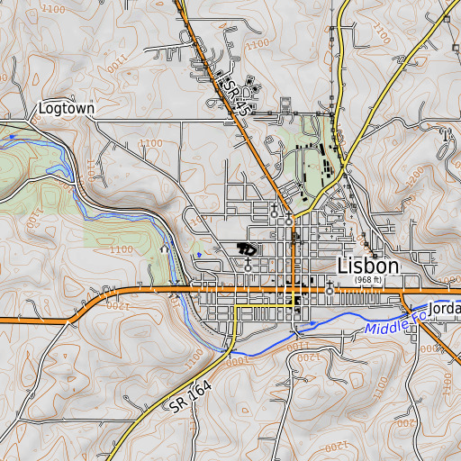 OpenTopoMap map of Memorial Stadium, OH