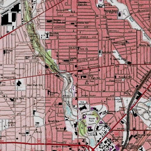 USGS 24K topo map of Doan School, OH
