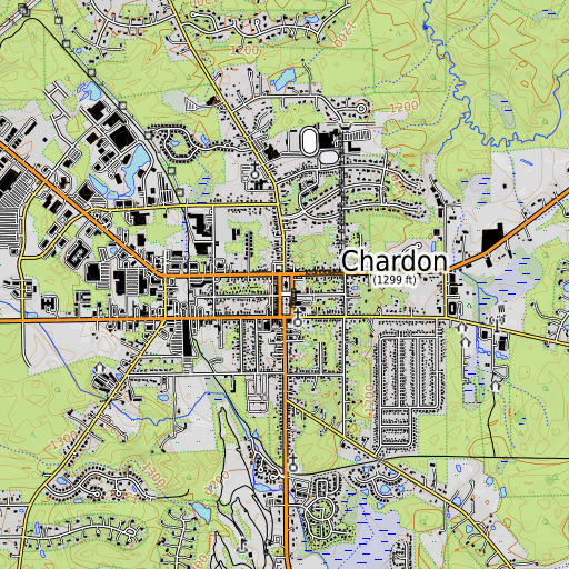 OpenTopoMap map of Geauga County Courthouse, OH
