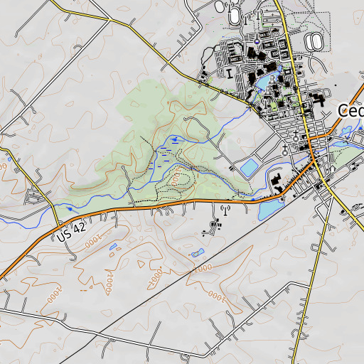 OpenTopoMap map of Williamson Mound State Memorial, OH