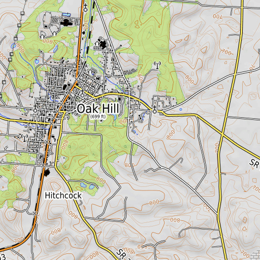 OpenTopoMap map of Congregational Cemetery, OH