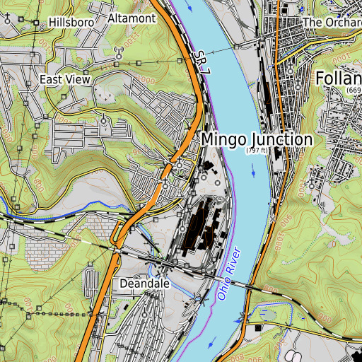 OpenTopoMap map of Central Public School, OH
