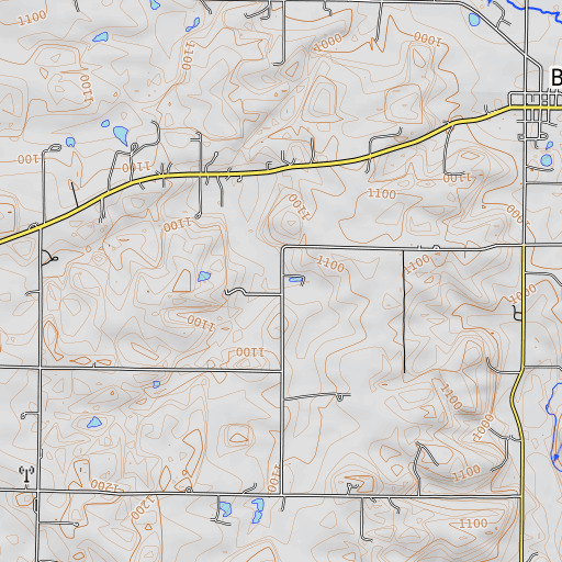 OpenTopoMap map of Mill Road Bowstring Bridge, OH