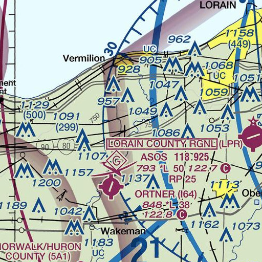 FAA VFR chart of Dean Road Bridge, OH