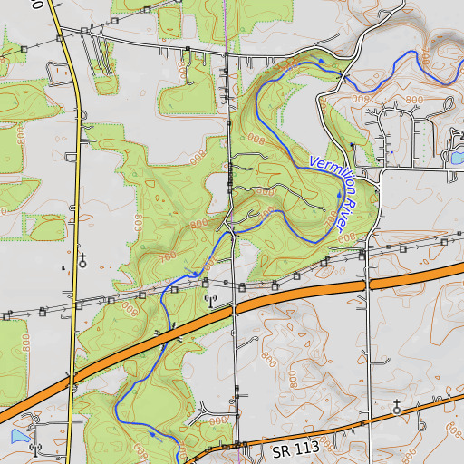 OpenTopoMap map of Dean Road Bridge, OH