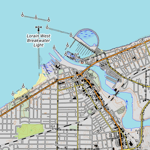 OpenTopoMap map of Lorain City Hall, OH