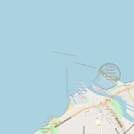 OpenStreetMap map of Lorain Lighthouse, OH