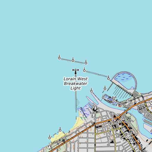 OpenTopoMap map of Lorain Lighthouse, OH
