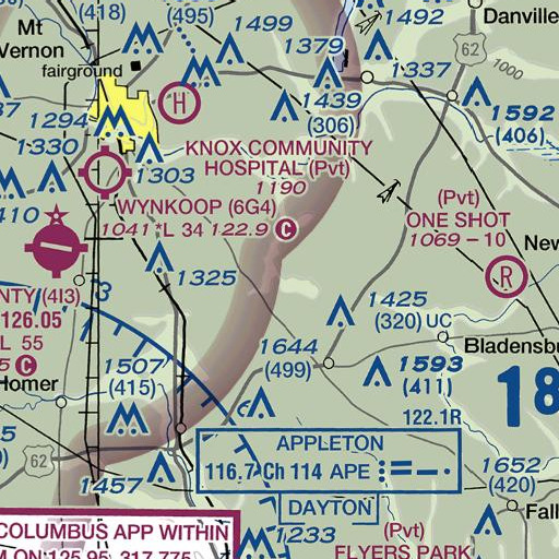 FAA VFR chart of Owl Creek Stream, OH