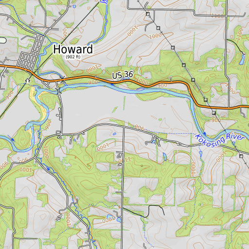 OpenTopoMap map of School Number 1 (historical), OH