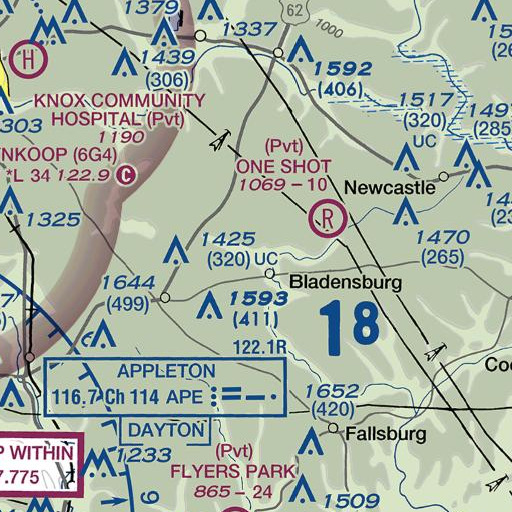 FAA VFR chart of Tomaky Branch, OH