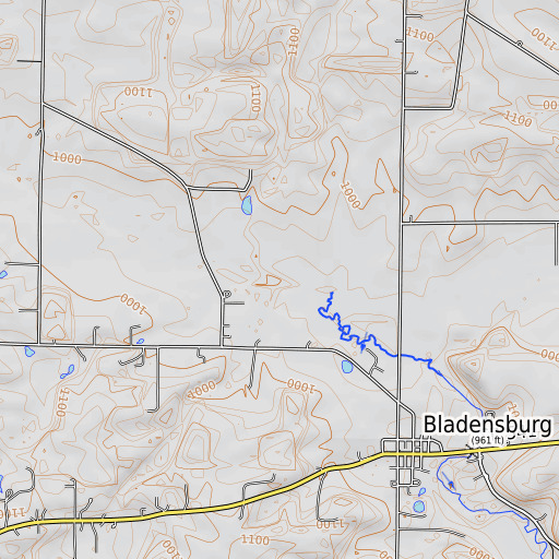 OpenTopoMap map of Tomaky Branch, OH