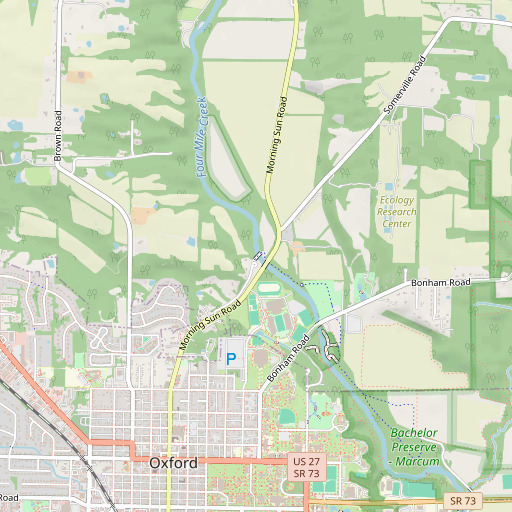 OpenStreetMap map of Pughs Mill Covered Bridge, OH