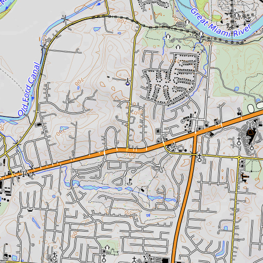 OpenTopoMap map of School Number 2 (historical), OH