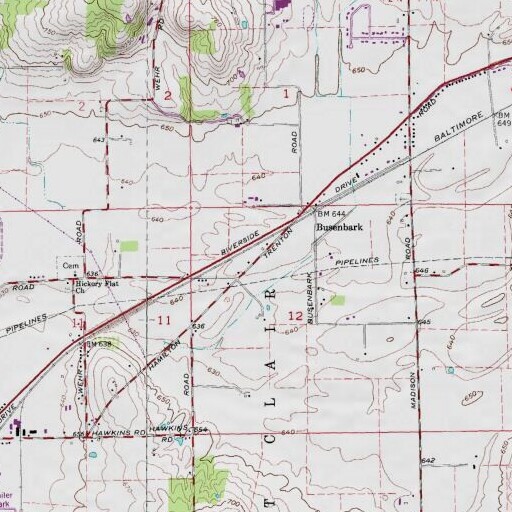 USGS 24K topo map of School Number 6 (historical), OH