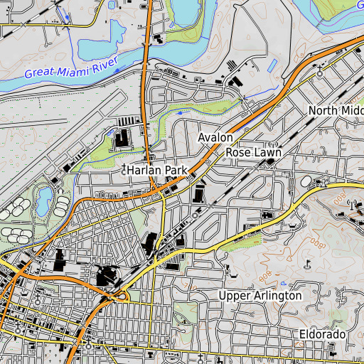 OpenTopoMap map of School Number 1 (historical), OH