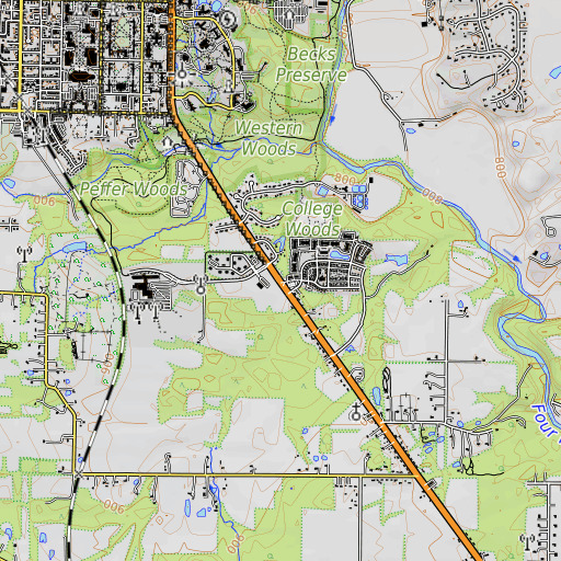 OpenTopoMap map of School Number 8 (historical), OH